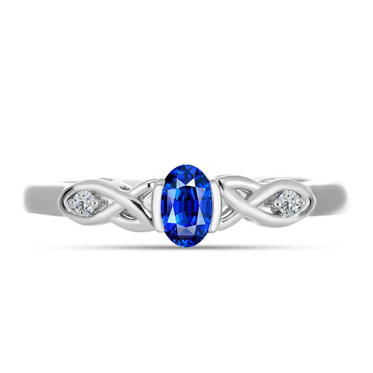 Anel de Prata com Safira Azul Australiana e Topázio Branco