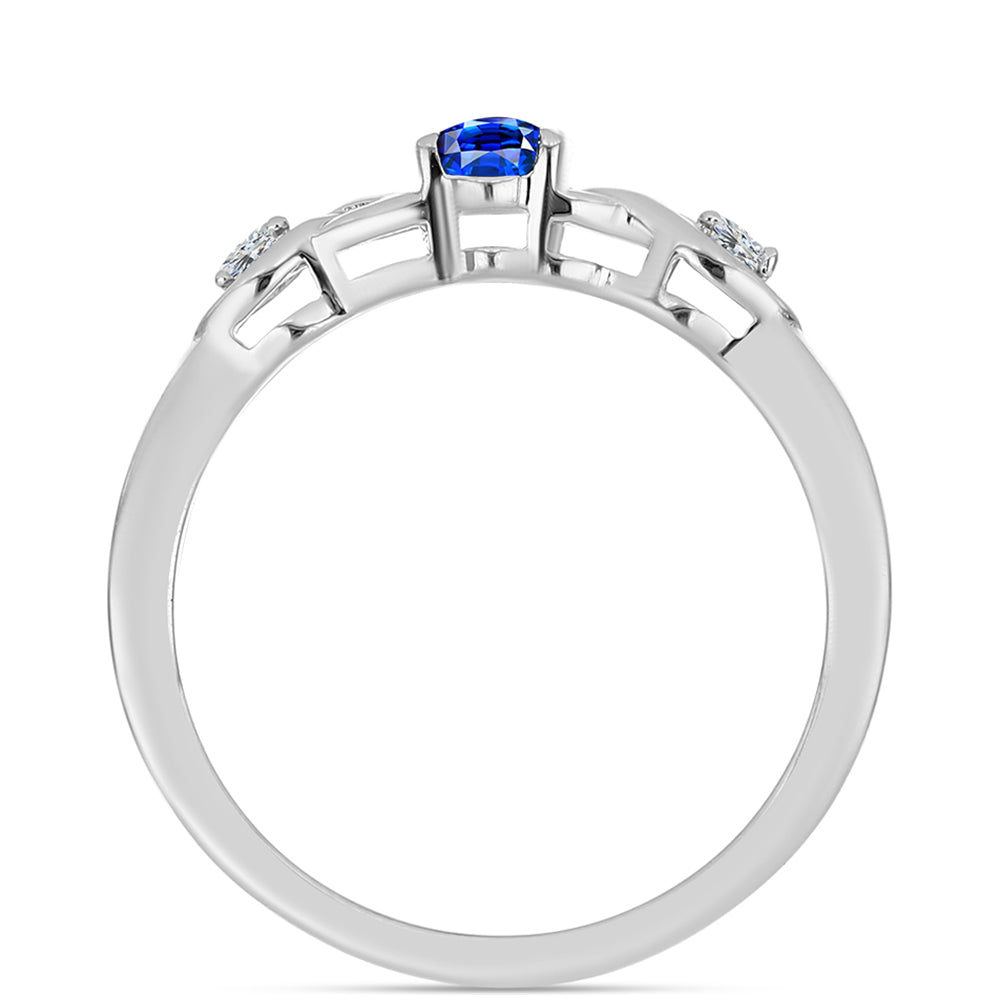 Anel de Prata com Safira Azul Australiana e Topázio Branco 2 