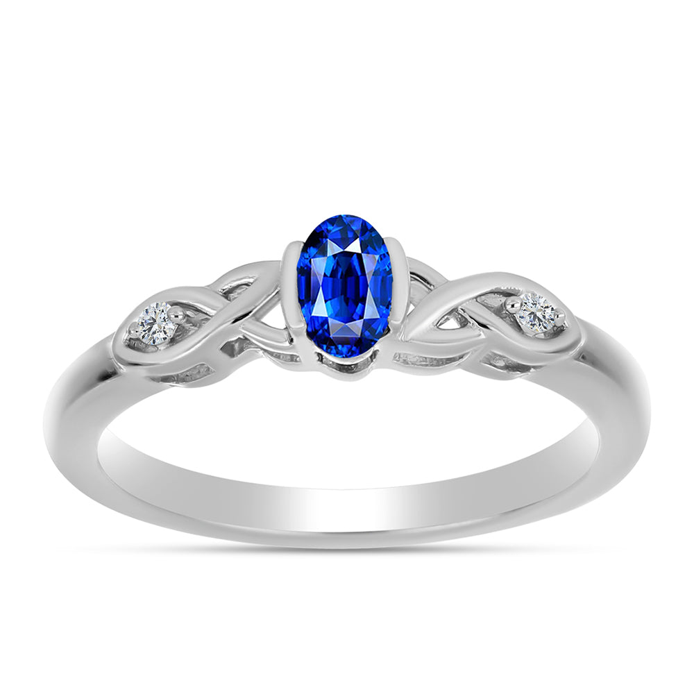 Anel de Prata com Safira Azul Australiana e Topázio Branco 3 