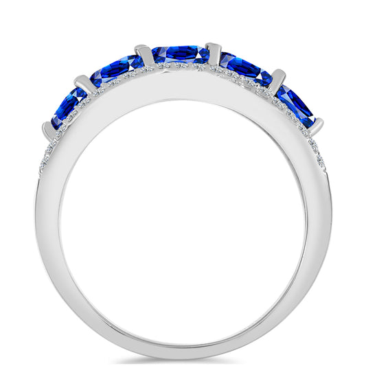 Anel de Prata com Safira Azul Australiana e Topázio Branco  Contraste: Cabeca de Veado (800)