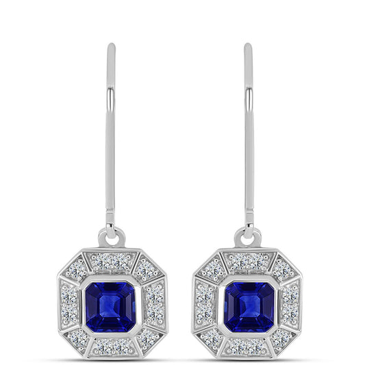Brincos de Prata com Safira Azul Australiana e Topázio Branco