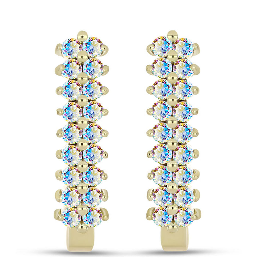 Brincos de Prata com Banho de Ouro com Moissanite efeito gelo 1 