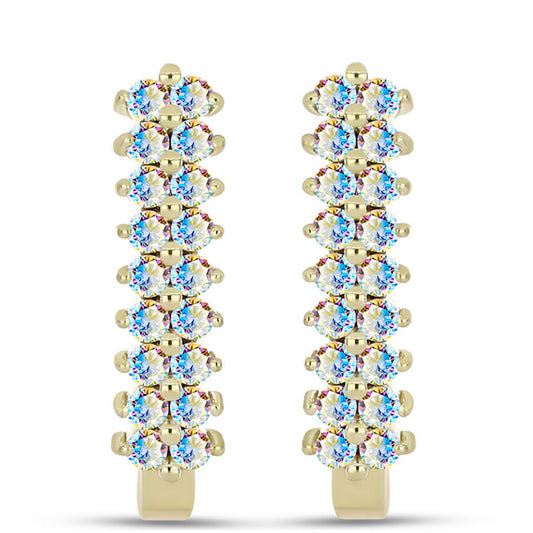 Brincos de Prata com Banho de Ouro com Moissanite efeito gelo