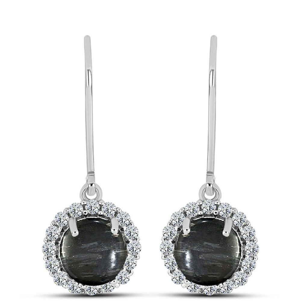 Brincos de Prata com Jaspe Picasso e Topázio Branco