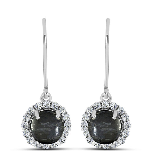 Brincos de Prata com Jaspe Picasso e Topázio Branco