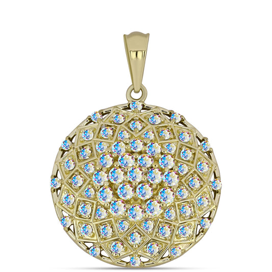 Pendente de Prata com Banho de Ouro com Moissanite efeito gelo