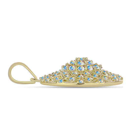 Pendente de Prata com Banho de Ouro com Moissanite efeito gelo