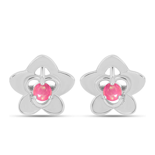 Brincos de Prata com Opala Rosa de Lega Dembi