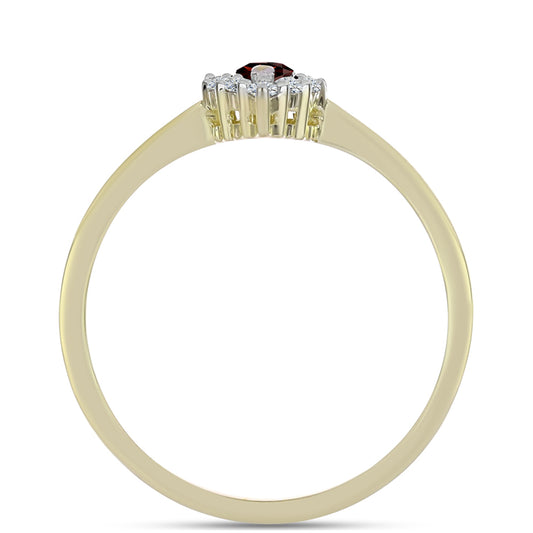 Anel de Prata com Banho de Ouro com Granada de Barton e Topázio Branco