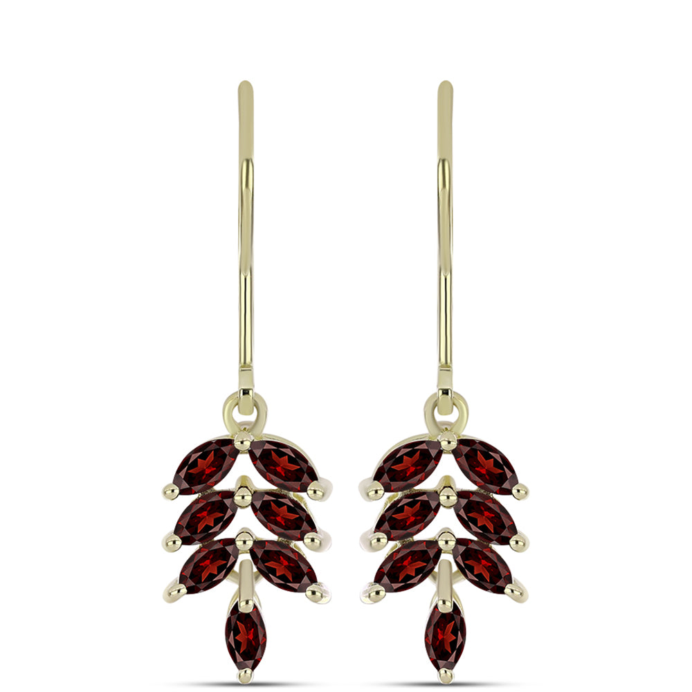 Brincos de Prata com Banho de Ouro com Granada de Barton