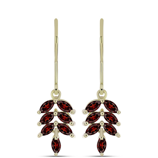 Brincos de Prata com Banho de Ouro com Granada de Barton