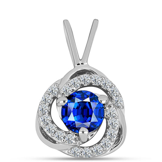 Pendente de Prata com Safira Azul Australiana e Topázio Branco
