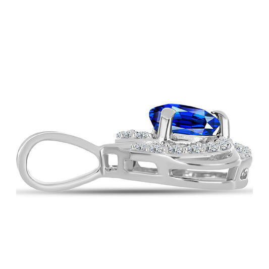 Pendente de Prata com Safira Azul Australiana e Topázio Branco