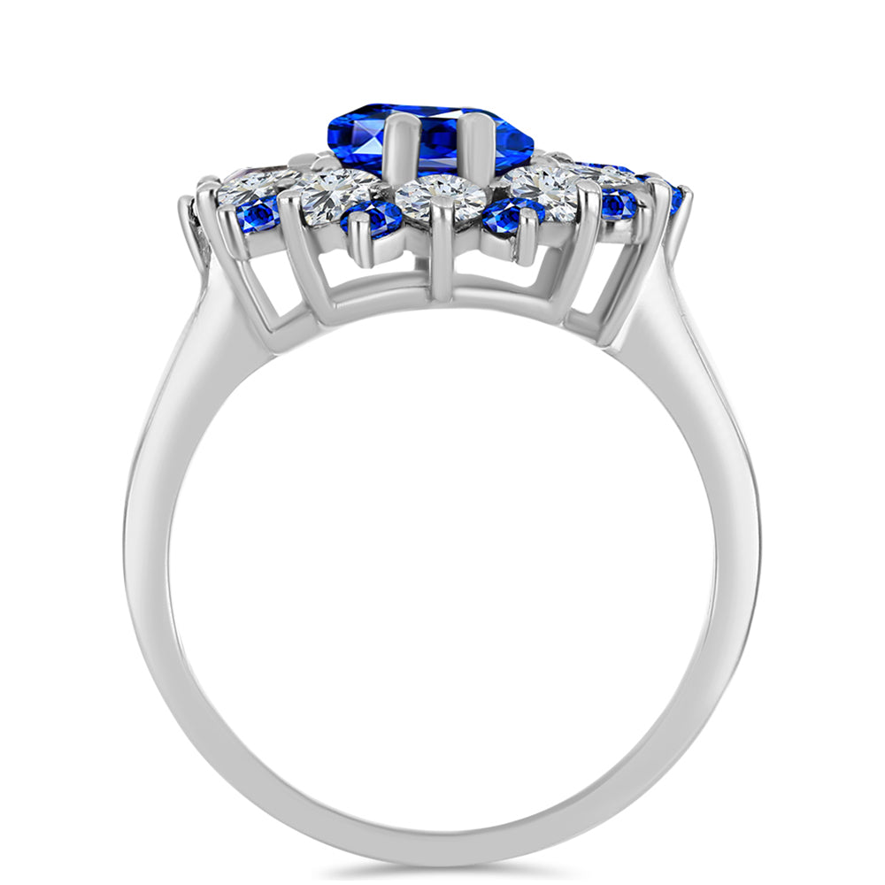 Anel de Prata com Safira Azul Australiana e Topázio Branco  Contraste: Cabeca de Veado (800)
