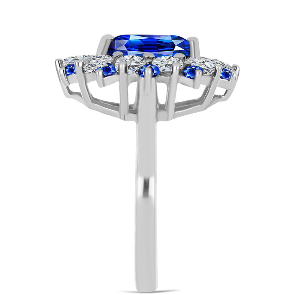 Anel de Prata com Safira Azul Australiana e Topázio Branco  Contraste: Cabeca de Veado (800) 4 
