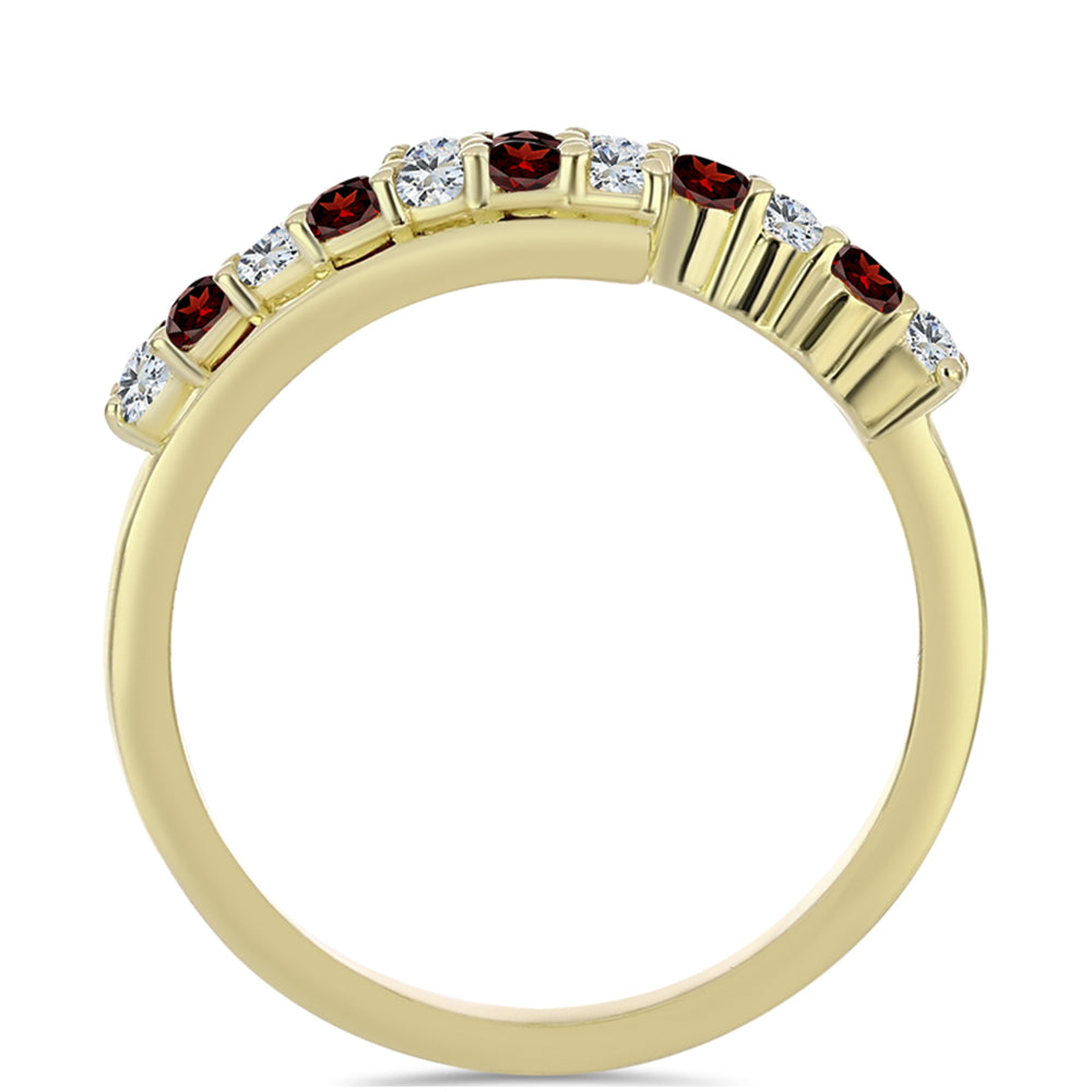 Anel de Prata com Banho de Ouro com Granada de Barton e Topázio Branco