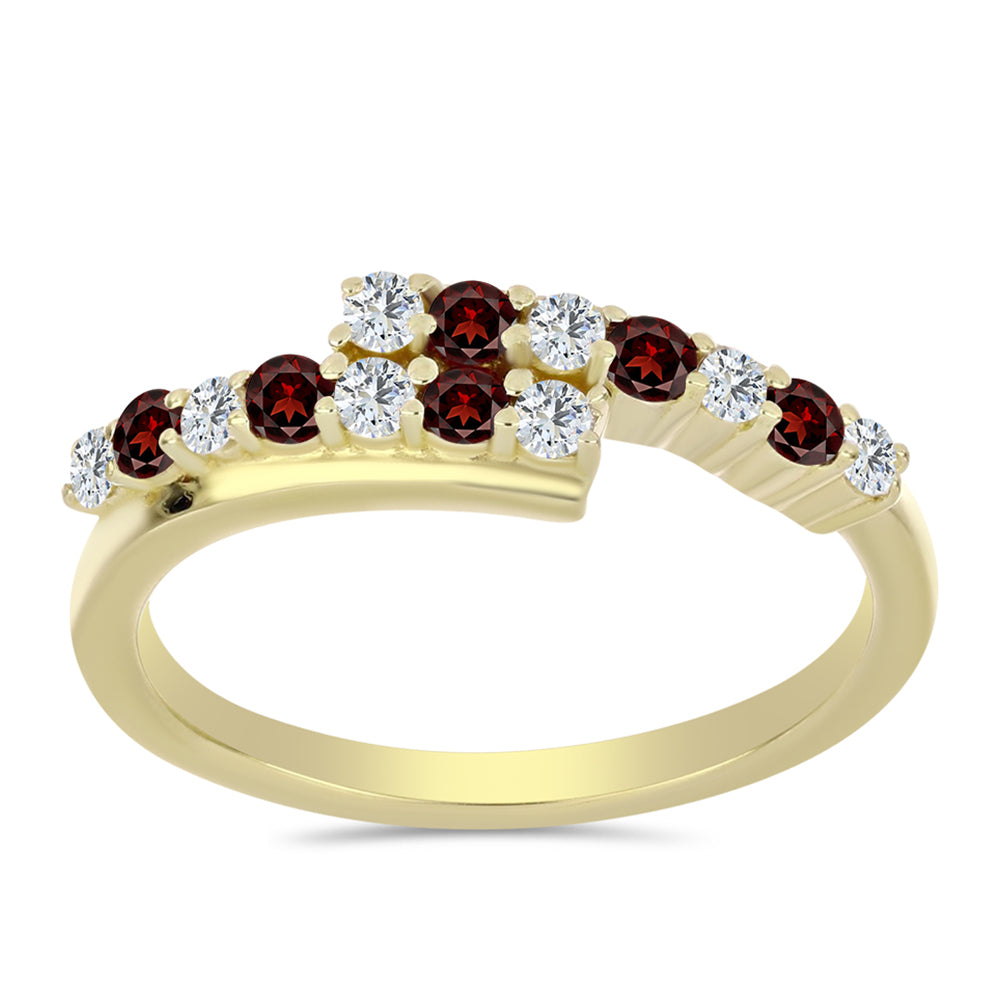 Anel de Prata com Banho de Ouro com Granada de Barton e Topázio Branco 1 