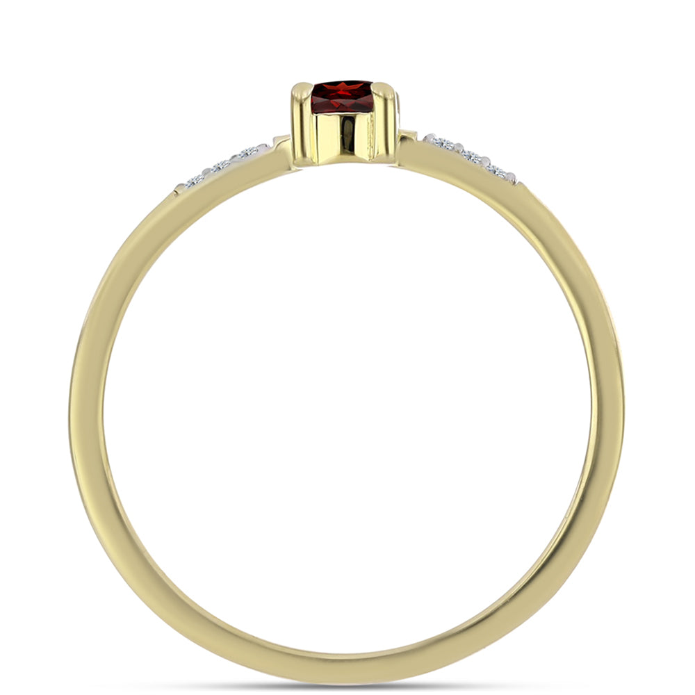 Anel de Prata com Banho de Ouro com Granada de Barton e Topázio Branco