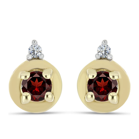 Brincos de Prata com Banho de Ouro com Granada de Barton e Topázio Branco