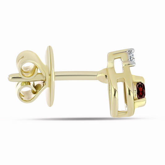 Brincos de Prata com Banho de Ouro com Granada de Barton e Topázio Branco