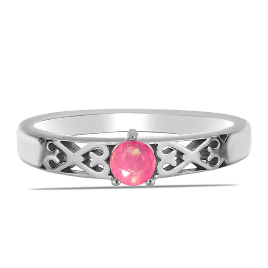Anel de Prata com Opala Rosa de Lega Dembi