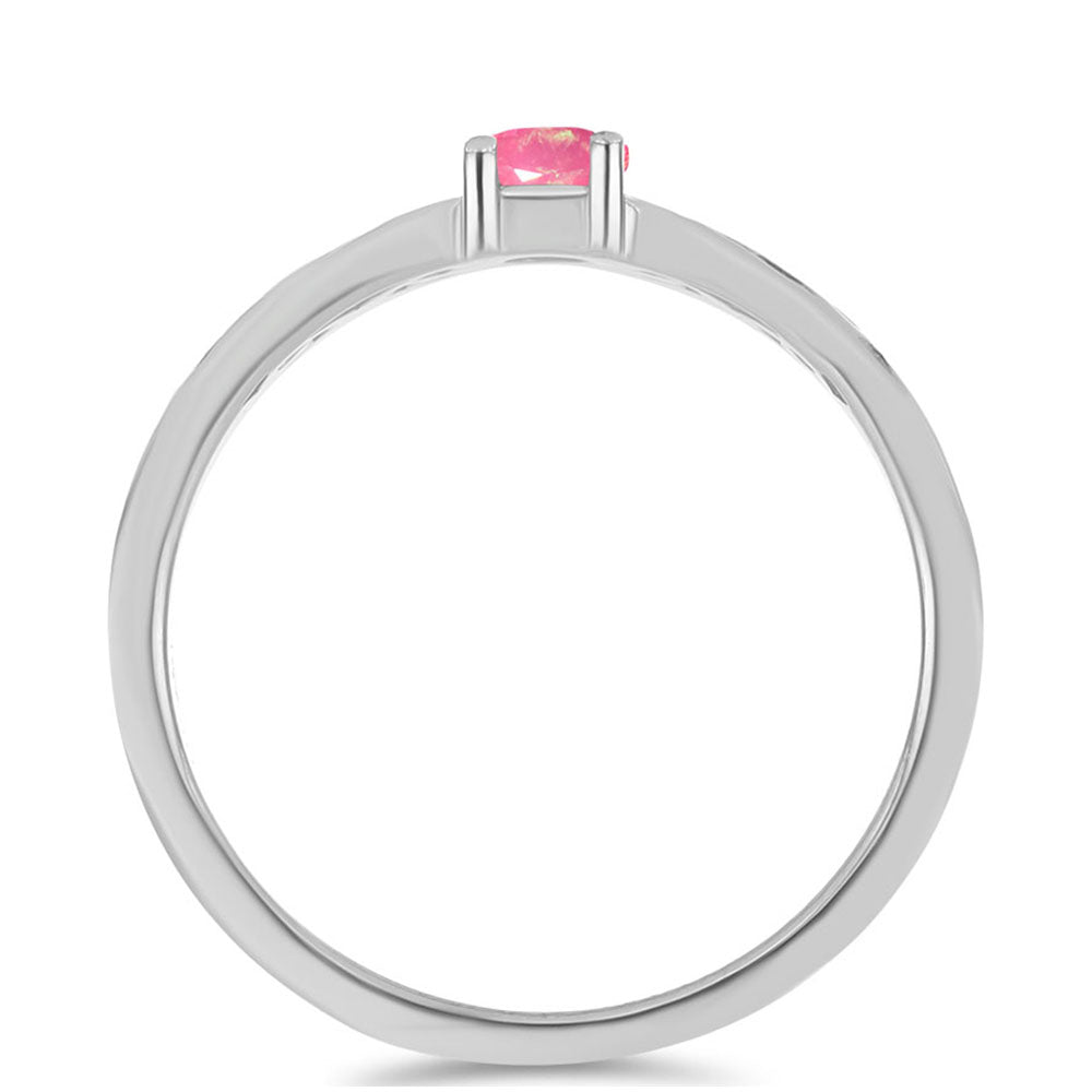 Anel de Prata com Opala Rosa de Lega Dembi 2 