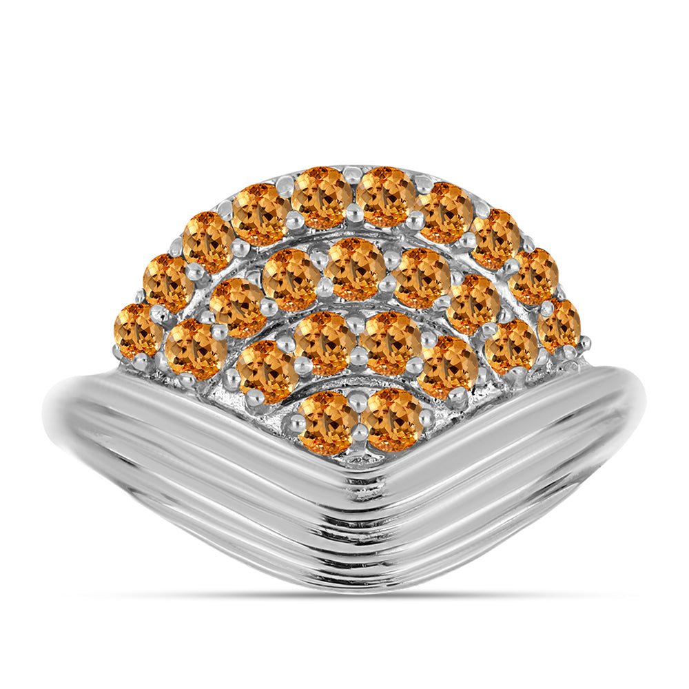Anel de Prata com Topázio Imperial Amarelo  Contraste: Cabeca de Veado (800) 1 