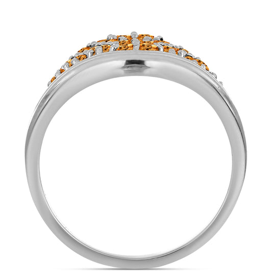 Anel de Prata com Topázio Imperial Amarelo  Contraste: Cabeca de Veado (800)