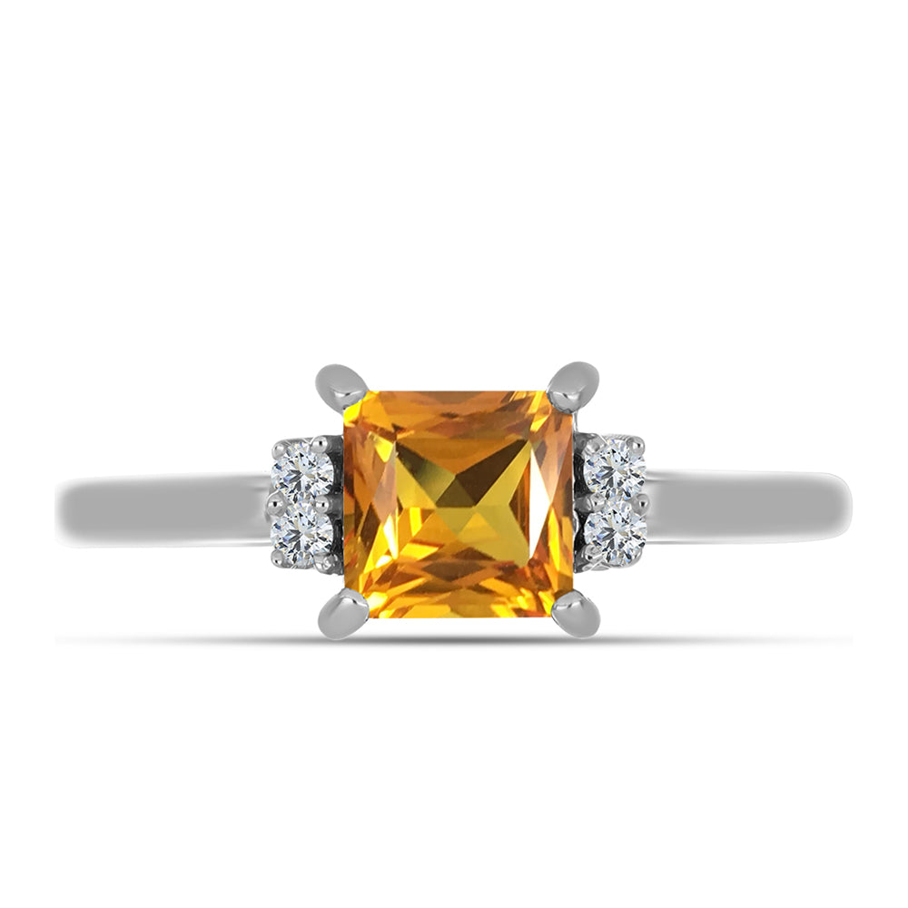 Anel de Prata com Topázio Imperial Amarelo e Topázio Branco 1 