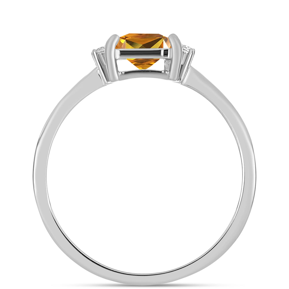 Anel de Prata com Topázio Imperial Amarelo e Topázio Branco 2 