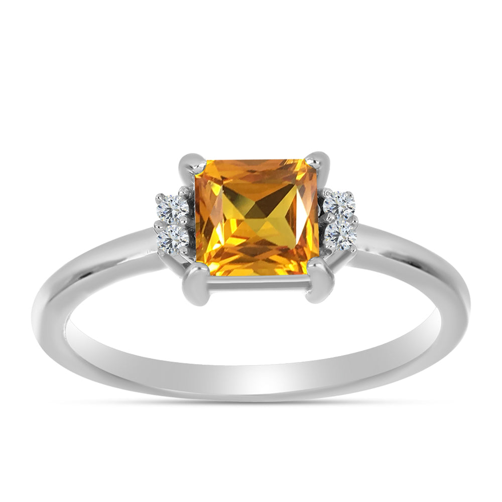 Anel de Prata com Topázio Imperial Amarelo e Topázio Branco 3 