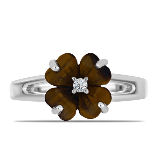 Anel de Prata com Jaspe Picasso e Topázio Branco