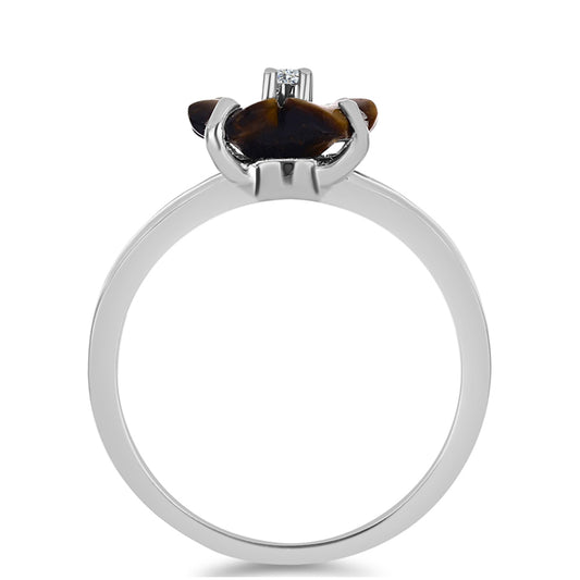 Anel de Prata com Jaspe Picasso e Topázio Branco