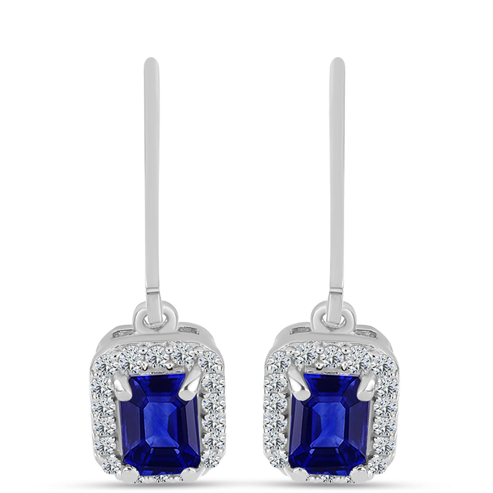 Brincos de Prata com Safira Azul Australiana e Topázio Branco