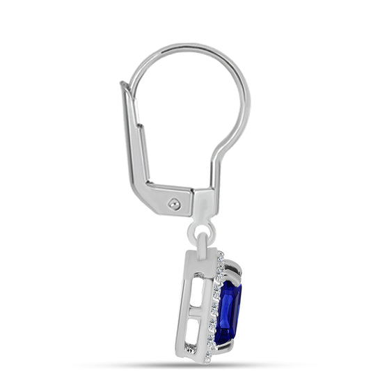 Brincos de Prata com Safira Azul Australiana e Topázio Branco