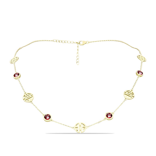 Colar de Prata com Banho de Ouro com Granada de Barton  Contraste: Cabeca de Veado (800)