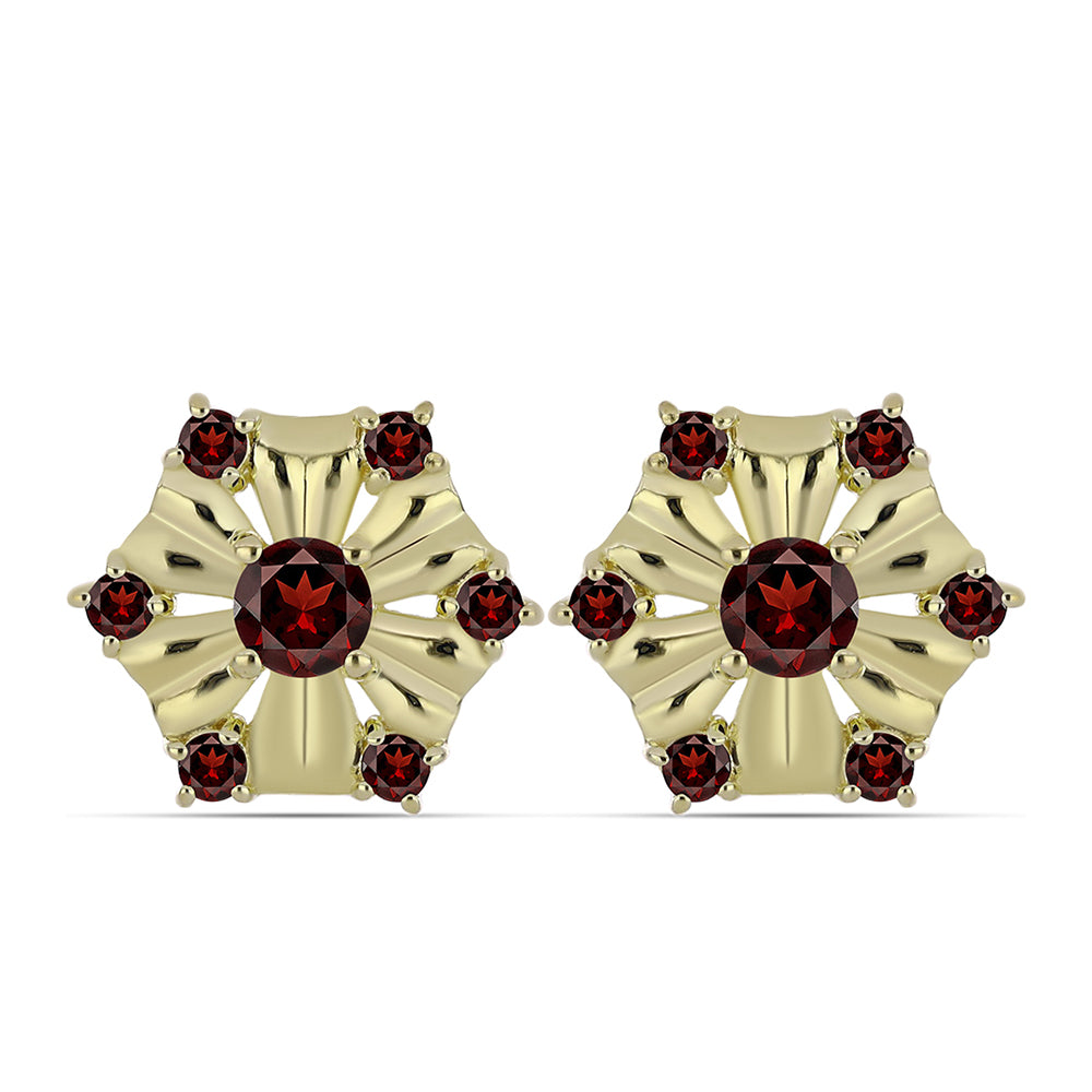 Brincos de Prata com Banho de Ouro com Granada de Barton 1 