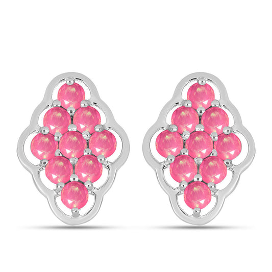 Brincos de Prata com Opala Rosa de Lega Dembi