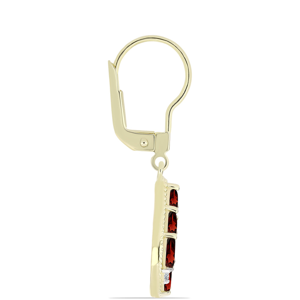 Brincos de Prata com Banho de Ouro com Granada de Barton e Topázio Branco 2 