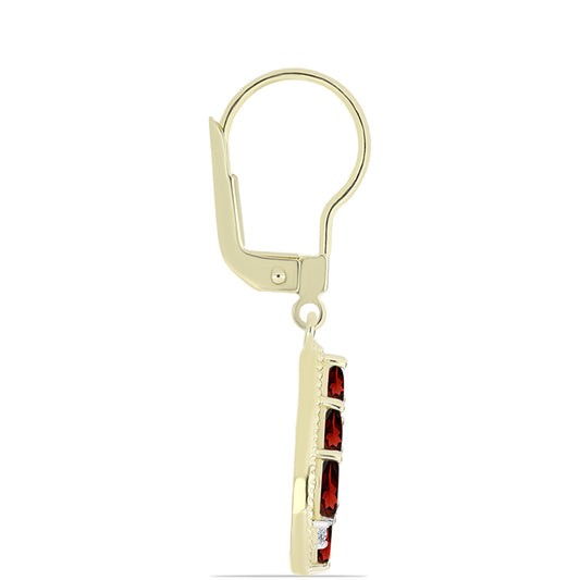 Brincos de Prata com Banho de Ouro com Granada de Barton e Topázio Branco