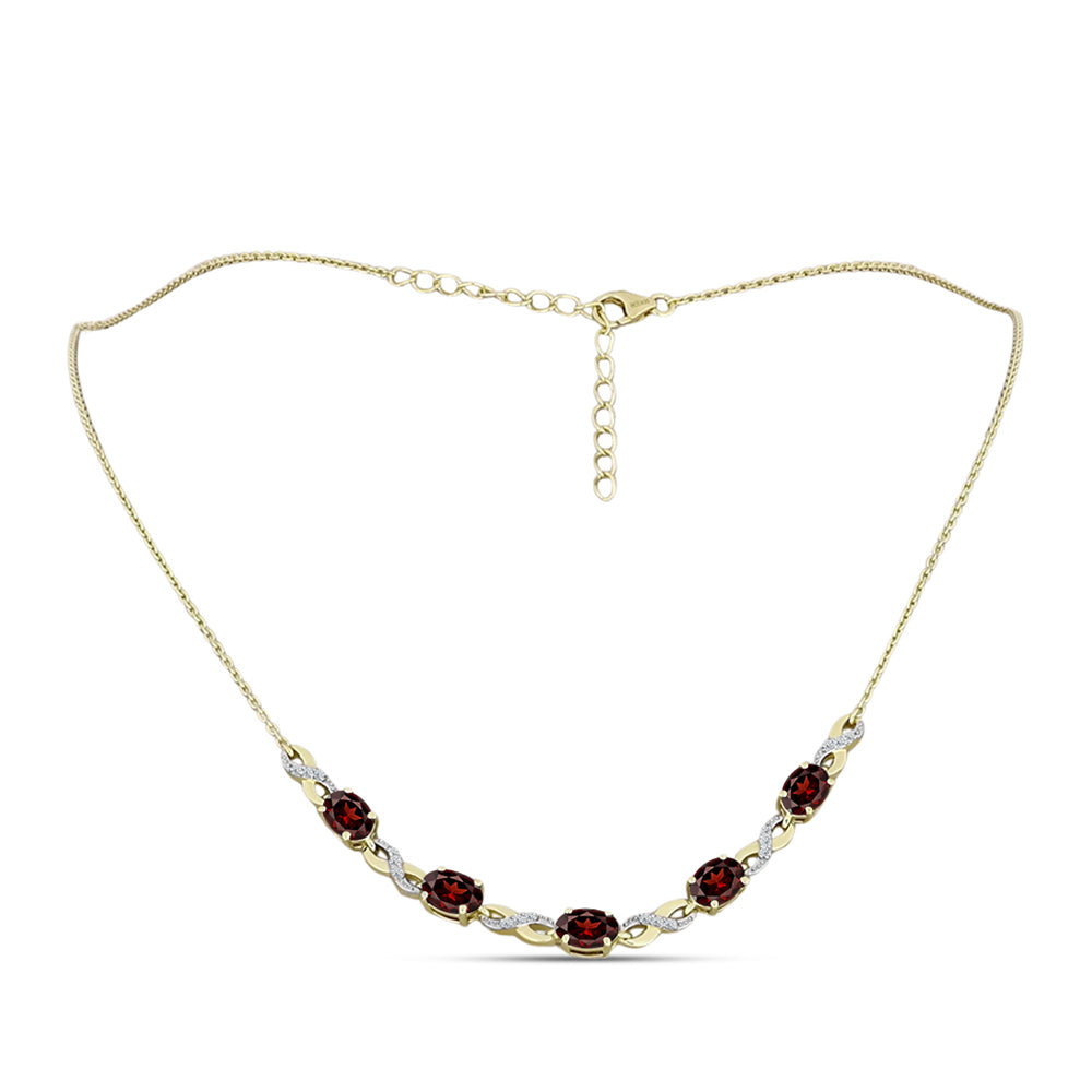 Colar de Prata com Banho de Ouro com Granada de Barton e Topázio Branco  Contraste: Cabeca de Veado (800) 1 