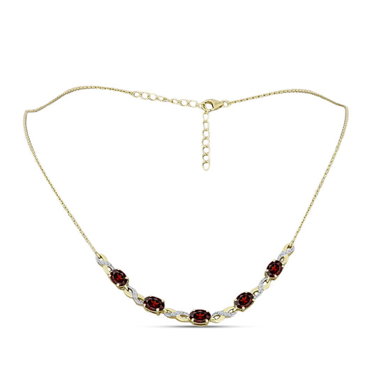 Colar de Prata com Banho de Ouro com Granada de Barton e Topázio Branco  Contraste: Cabeca de Veado (800)