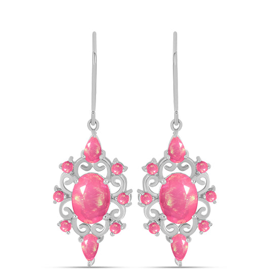 Brincos de Prata com Opala Rosa de Lega Dembi