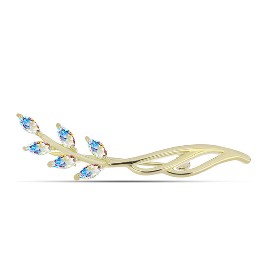 Alfinete de Prata com Banho de Ouro com Moissanite efeito gelo