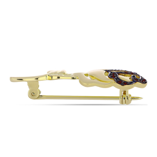 Alfinete de Prata com Banho de Ouro com Granada de Barton  Contraste: Cabeca de Veado (800)