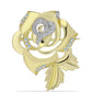 Alfinete de Prata com Banho de Ouro com Moissanite efeito gelo e Topázio Branco  Contraste: Cabeca de Veado (800)