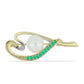 Alfinete de Prata com Banho de Ouro com Esmeralda da Colômbia e Diamante Branco