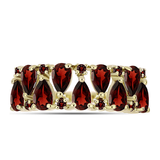 Anel de Prata com Banho de Ouro com Granada de Barton  Contraste: Cabeca de Veado (800)