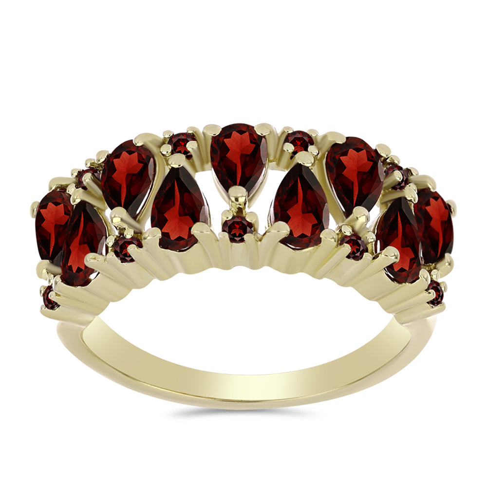 Anel de Prata com Banho de Ouro com Granada de Barton  Contraste: Cabeca de Veado (800)