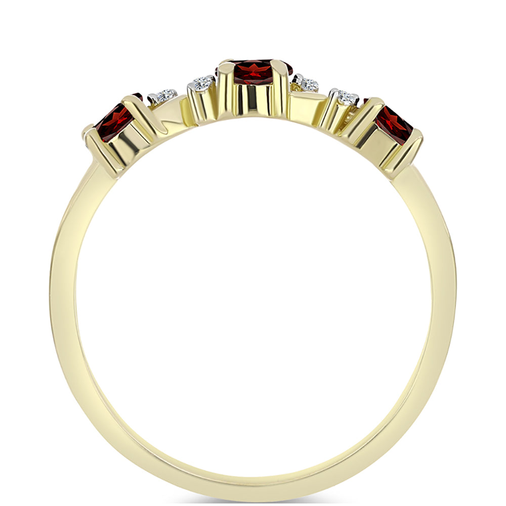 Anel de Prata com Banho de Ouro com Granada de Barton e Topázio Branco 3 